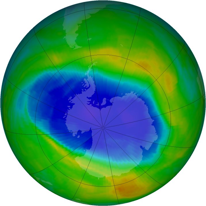 Antarctic ozone map for 21 November 1987